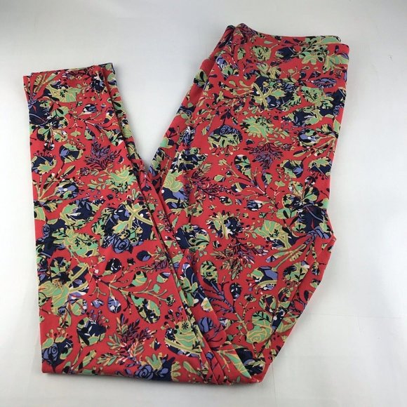 LuLaRoe Pants - LuLaRoe Tall Curvy Floral Leggings‎ Orange Purple Green Yellow